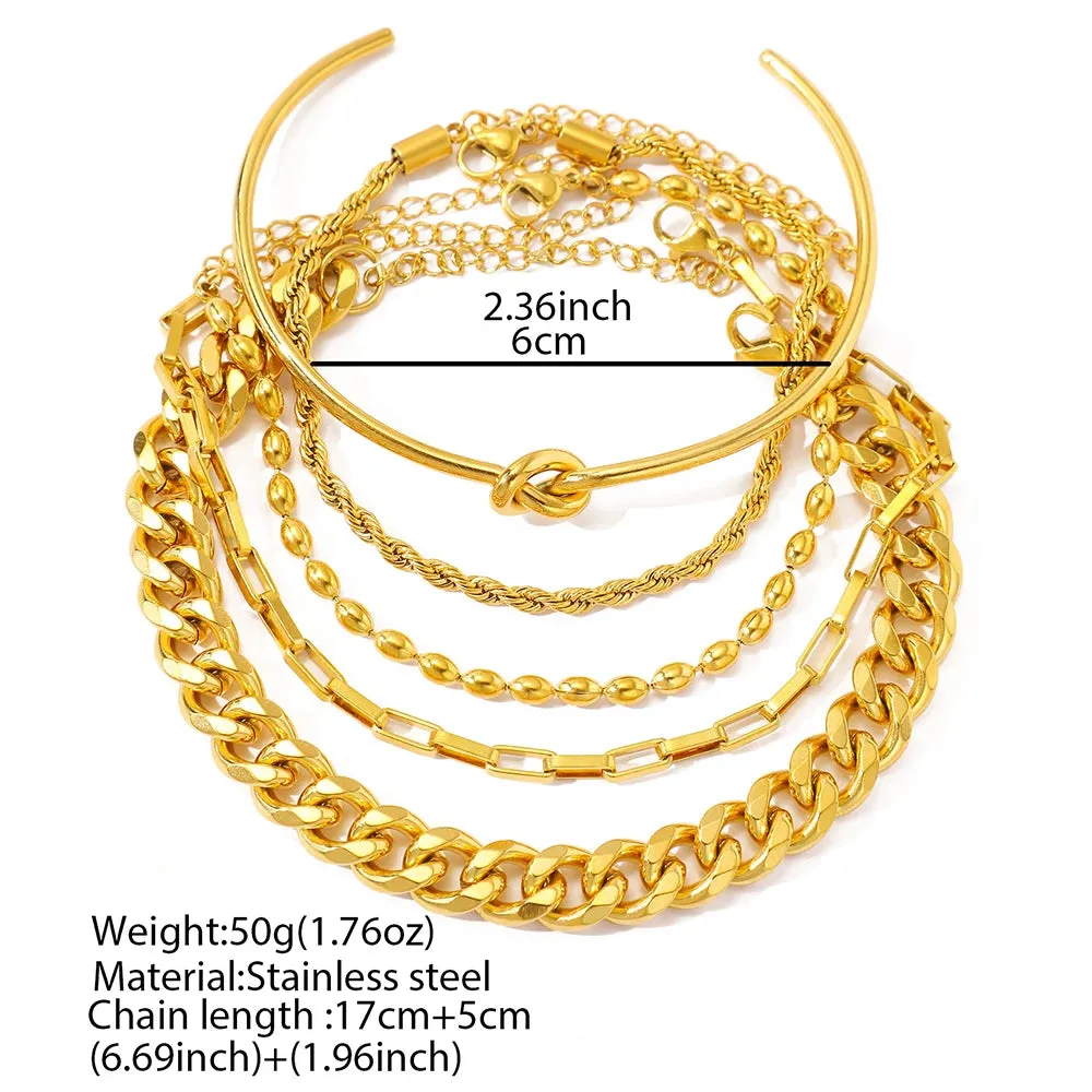 1 - JC - Fashionable Bracelet Set: Stylish stainless steel chains, ideal luxury jewelry gift