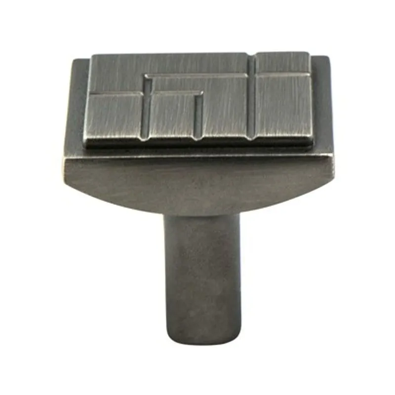 1.13" Wide Artisan Square Knob in Vintage Nickel from Oak Collection