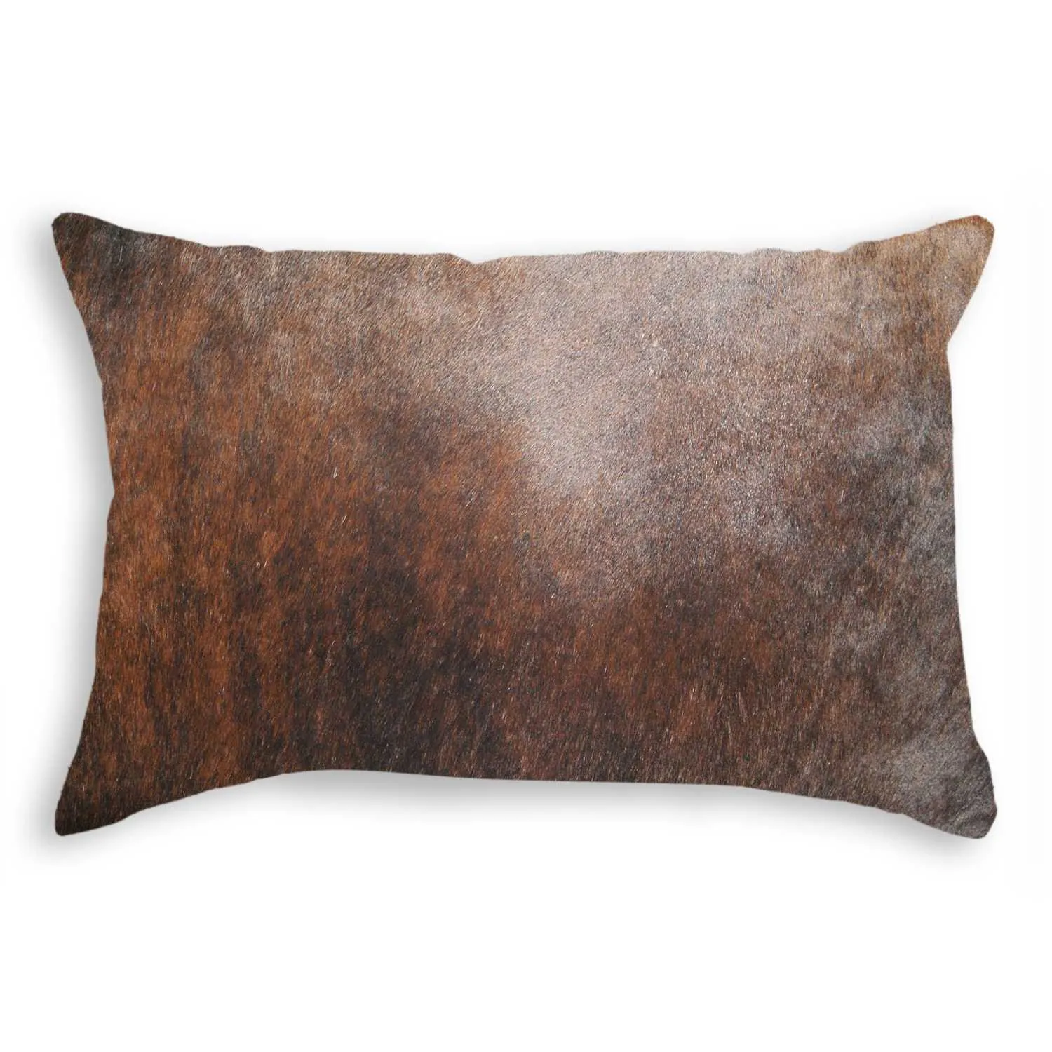 12" X 20" Brown Cowhide Throw Pillow