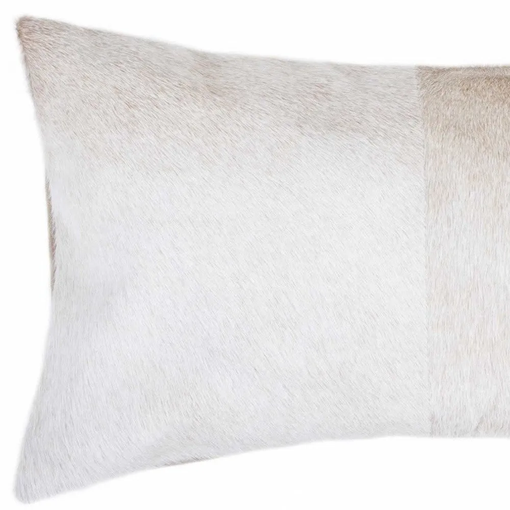 12" X 20" Natural Cowhide Lumbar Throw Pillow