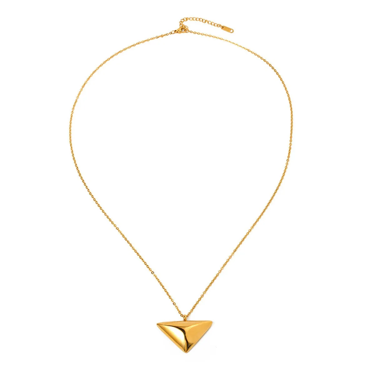 18k gold fashionable simple triangle pendant necklace