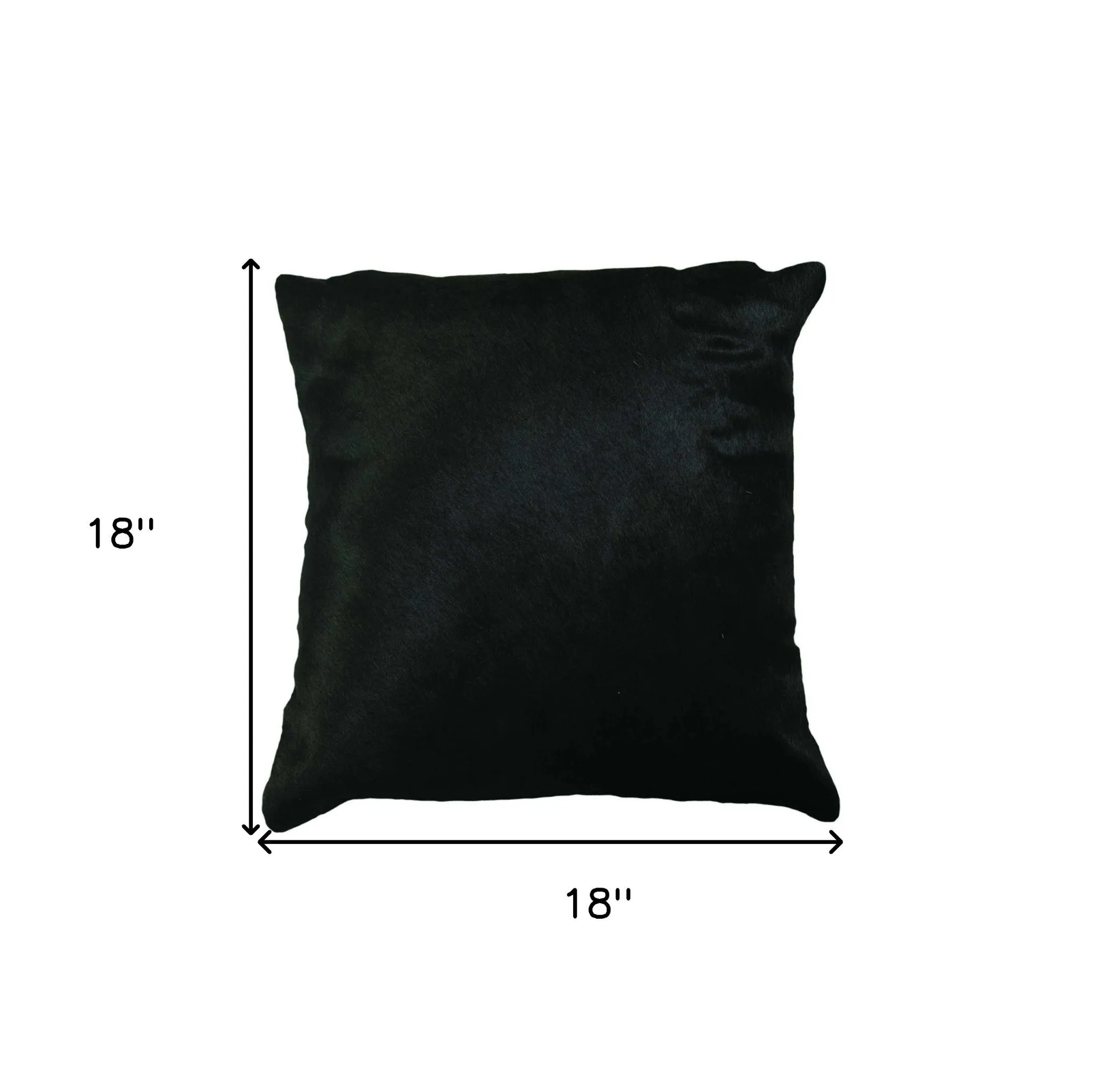 18" Black Cowhide Throw Pillow