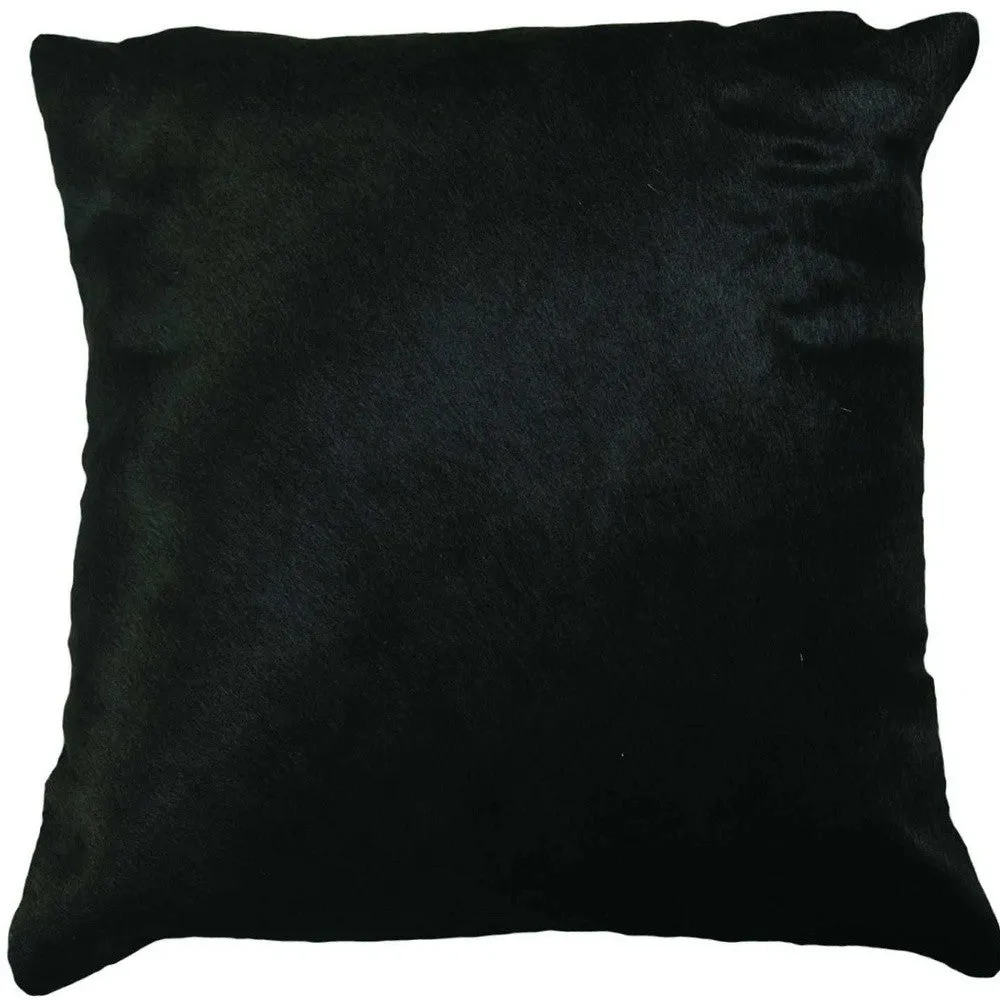 18" Black Cowhide Throw Pillow