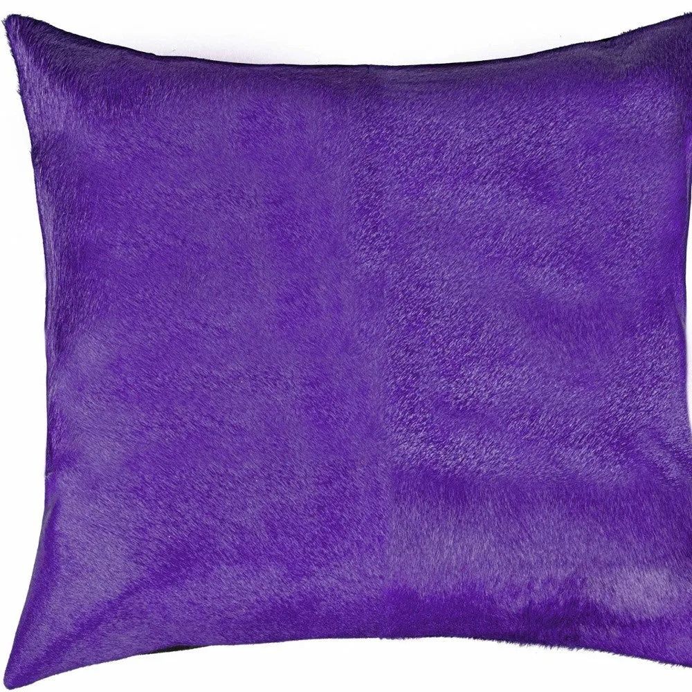 18" Purple Cowhide Throw Pillow