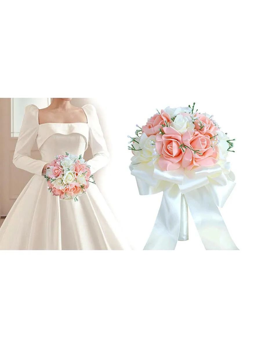 1pc Fashionable, Grand, Elegant Wedding Pe Bride's Simulation Handheld Bouquet