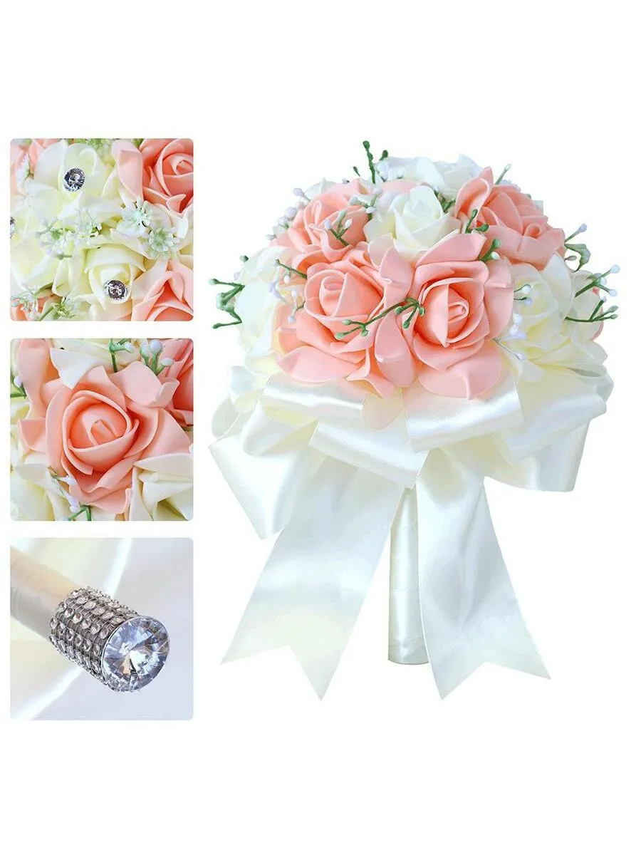 1pc Fashionable, Grand, Elegant Wedding Pe Bride's Simulation Handheld Bouquet