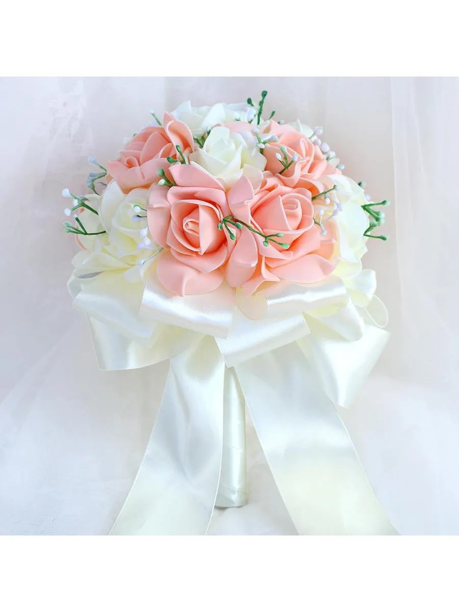 1pc Fashionable, Grand, Elegant Wedding Pe Bride's Simulation Handheld Bouquet