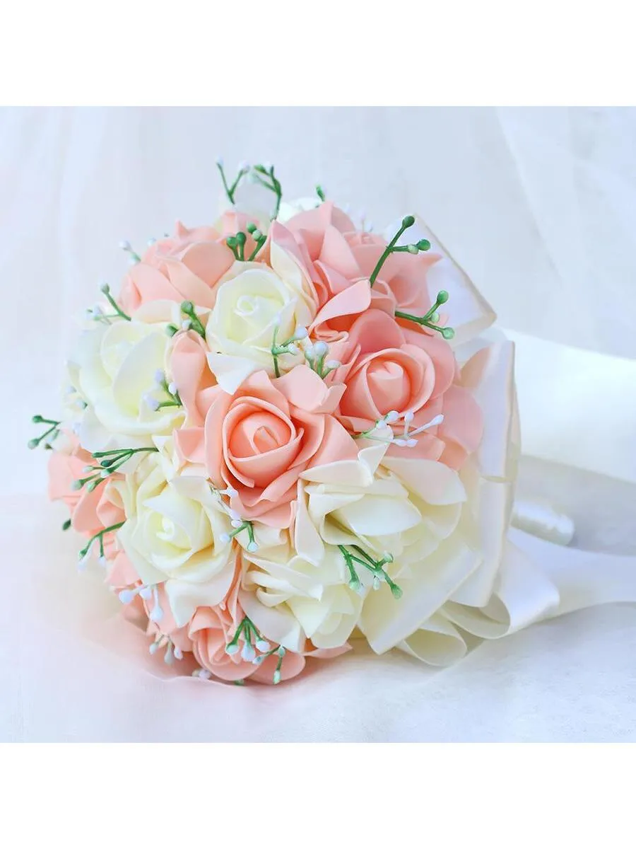 1pc Fashionable, Grand, Elegant Wedding Pe Bride's Simulation Handheld Bouquet