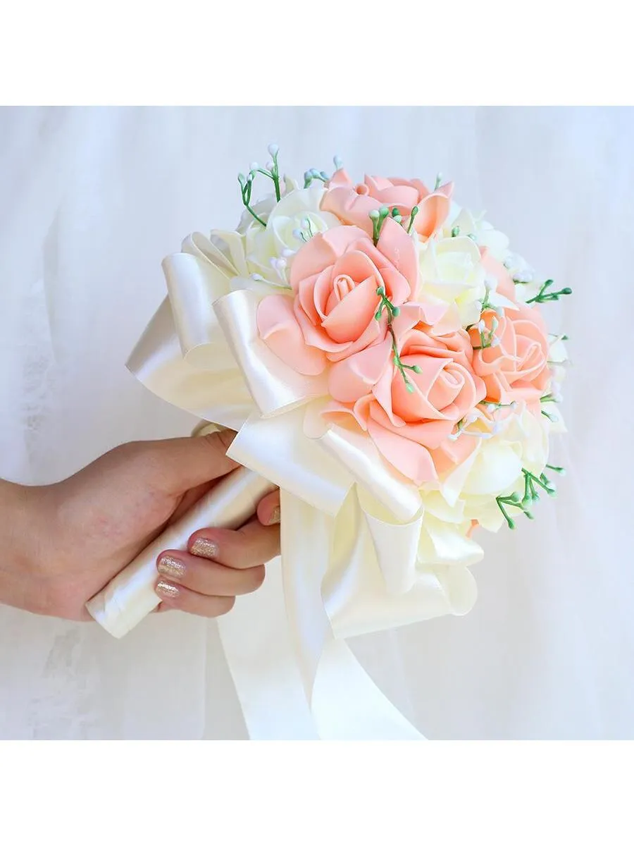 1pc Fashionable, Grand, Elegant Wedding Pe Bride's Simulation Handheld Bouquet