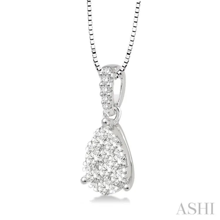 3/8 Ctw Pear Shape Diamond Lovebright Pendant in 14K White Gold with Chain