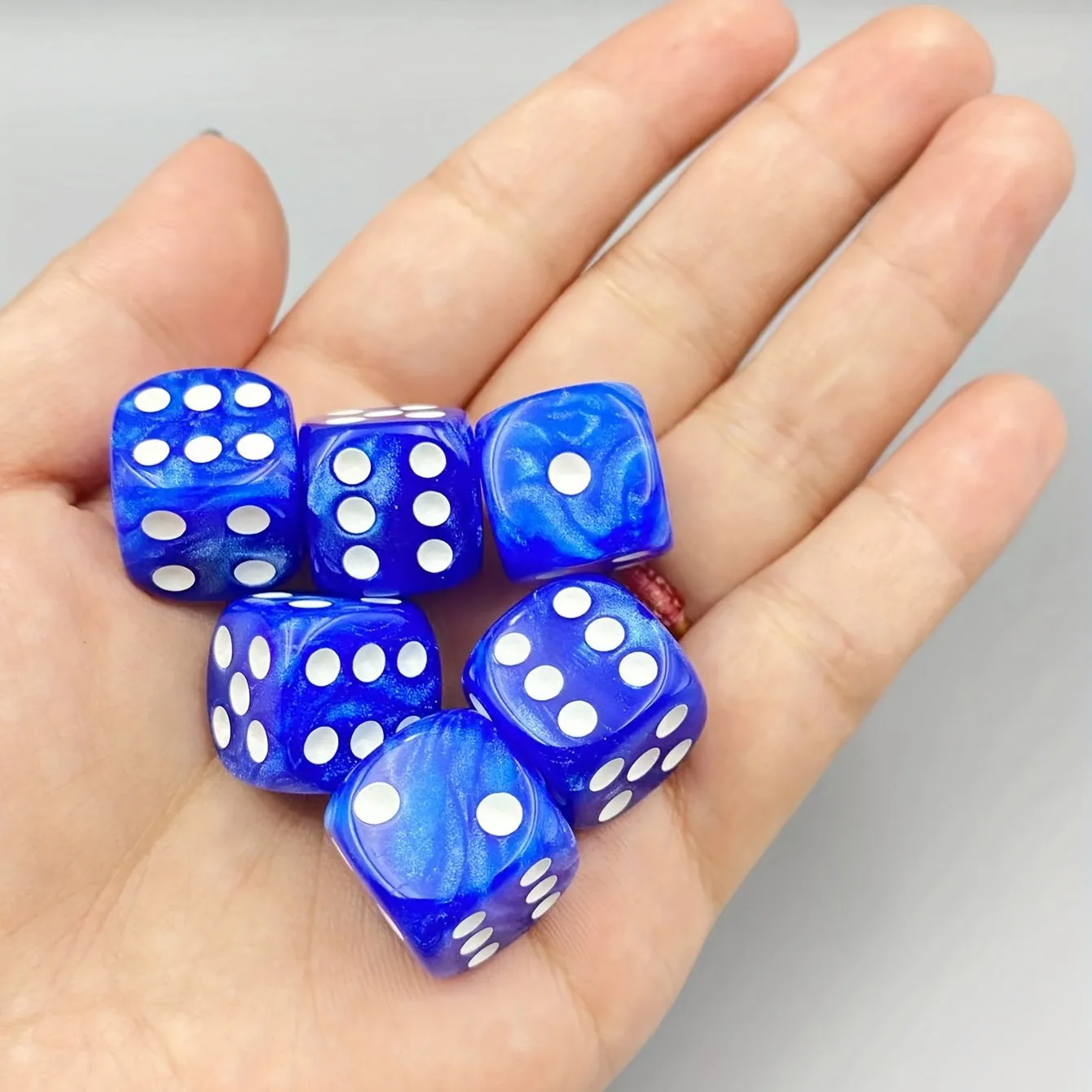 6pc Blue Pearl Pattern Dice Set  Perfect Gaming Gift