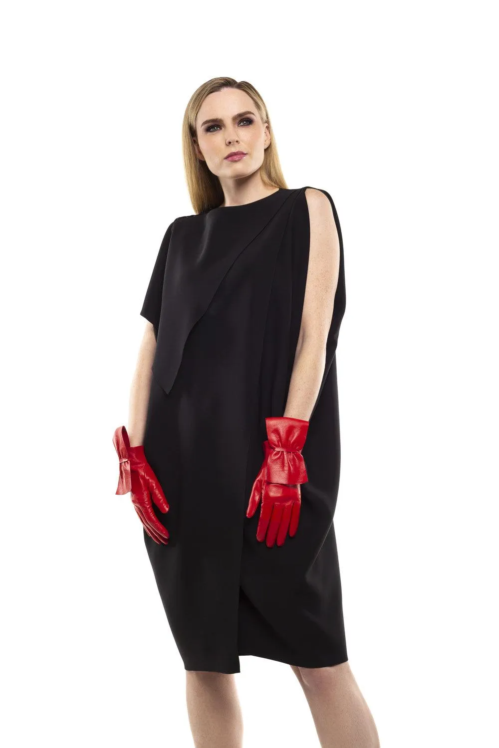 Alabama - Women's Silk Lined Leather Gloves with Bow Detail