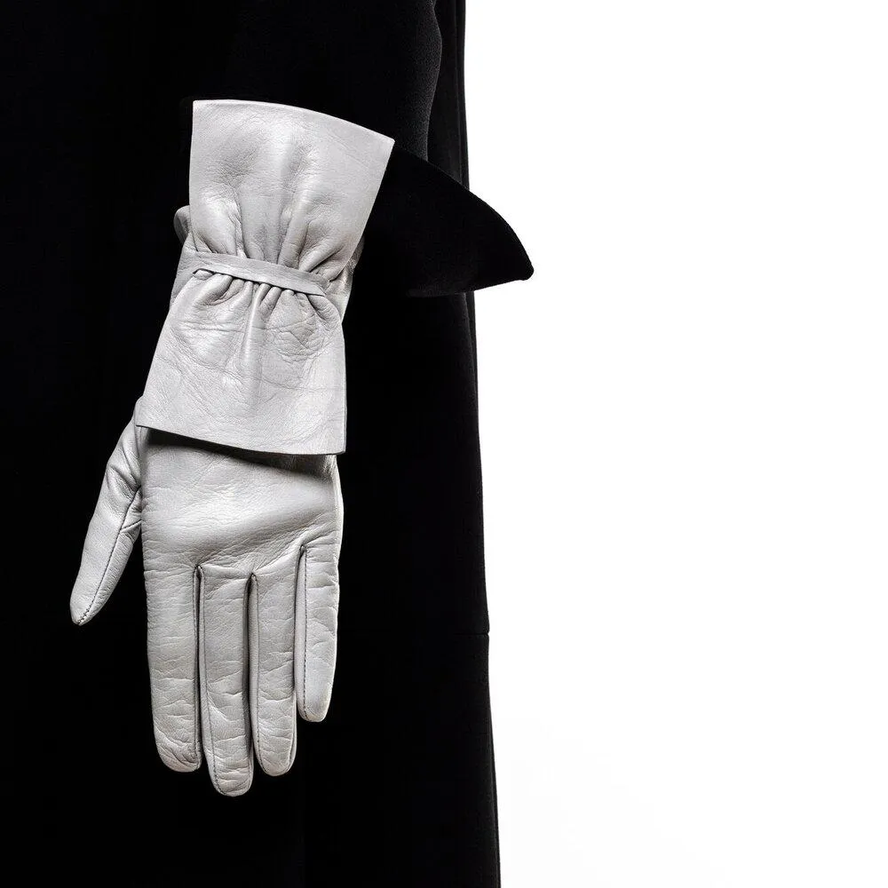 Alabama - Women's Silk Lined Leather Gloves with Bow Detail