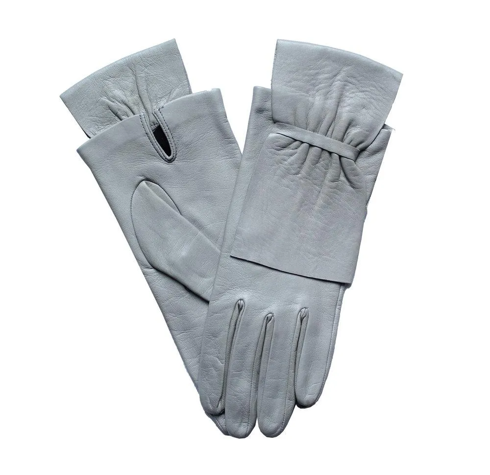 Alabama - Women's Silk Lined Leather Gloves with Bow Detail