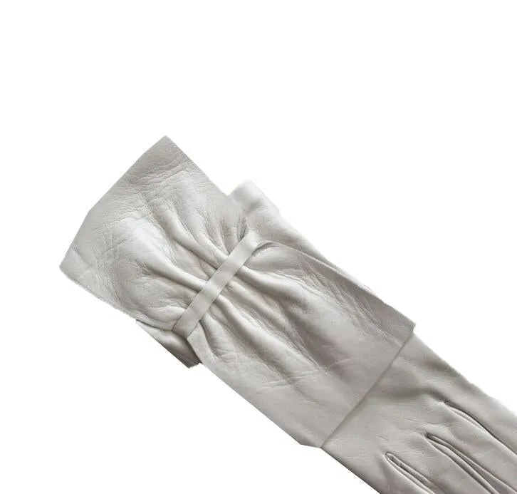 Alabama - Women's Silk Lined Leather Gloves with Bow Detail