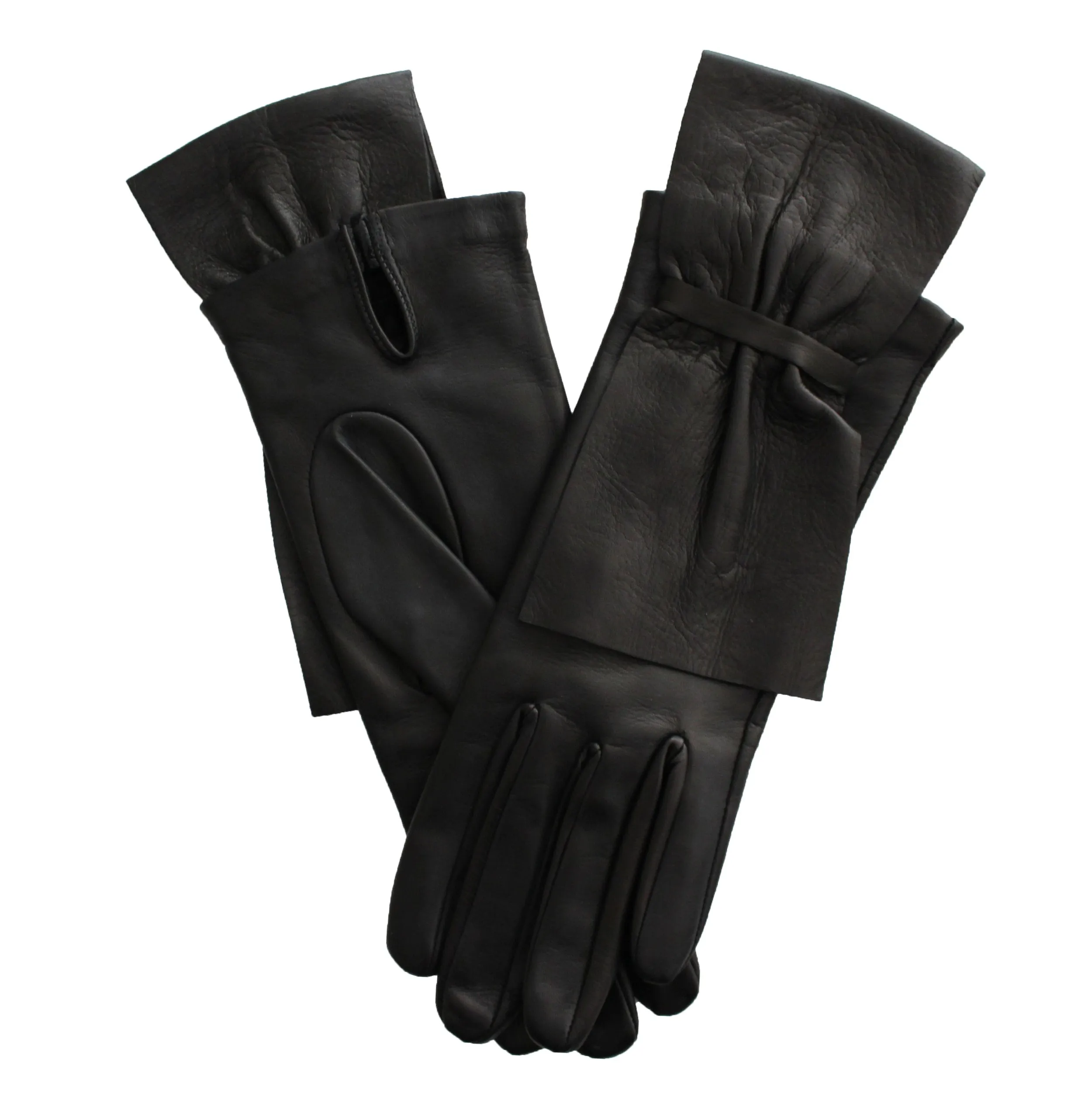 Alabama - Women's Silk Lined Leather Gloves with Bow Detail