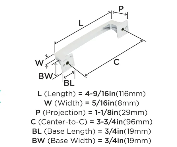 Amerock Mulholland 3-3/4" (96mm) Center to Center Cabinet Pull BP53031