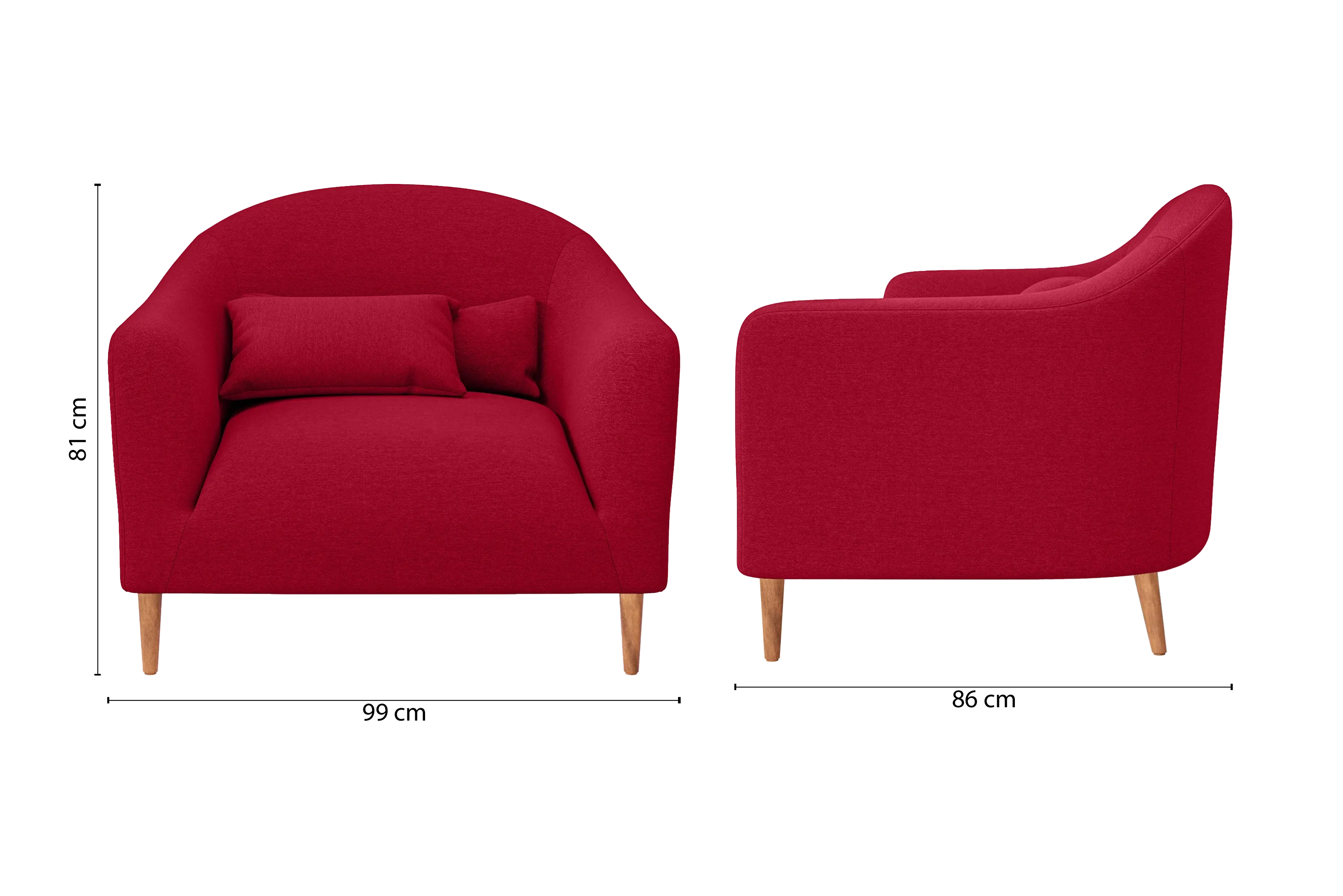 Andria Armchair Red Linen Fabric