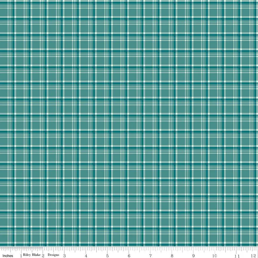 Arrival of Winter Plaid Teal Yardage by Sandy Gervais | Riley Blake Designs