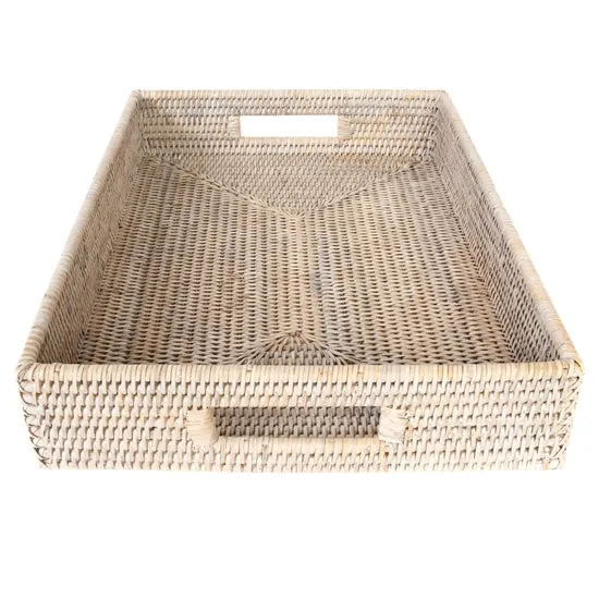 Artifacts Rattan Rectangular Tray, Cutout Handles