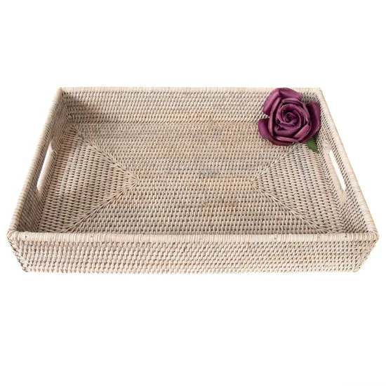 Artifacts Rattan Rectangular Tray, Cutout Handles