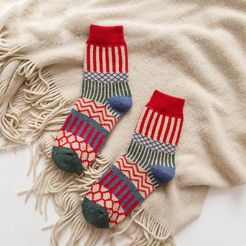 Autumn and Winter Thick Retro Colorful Socks