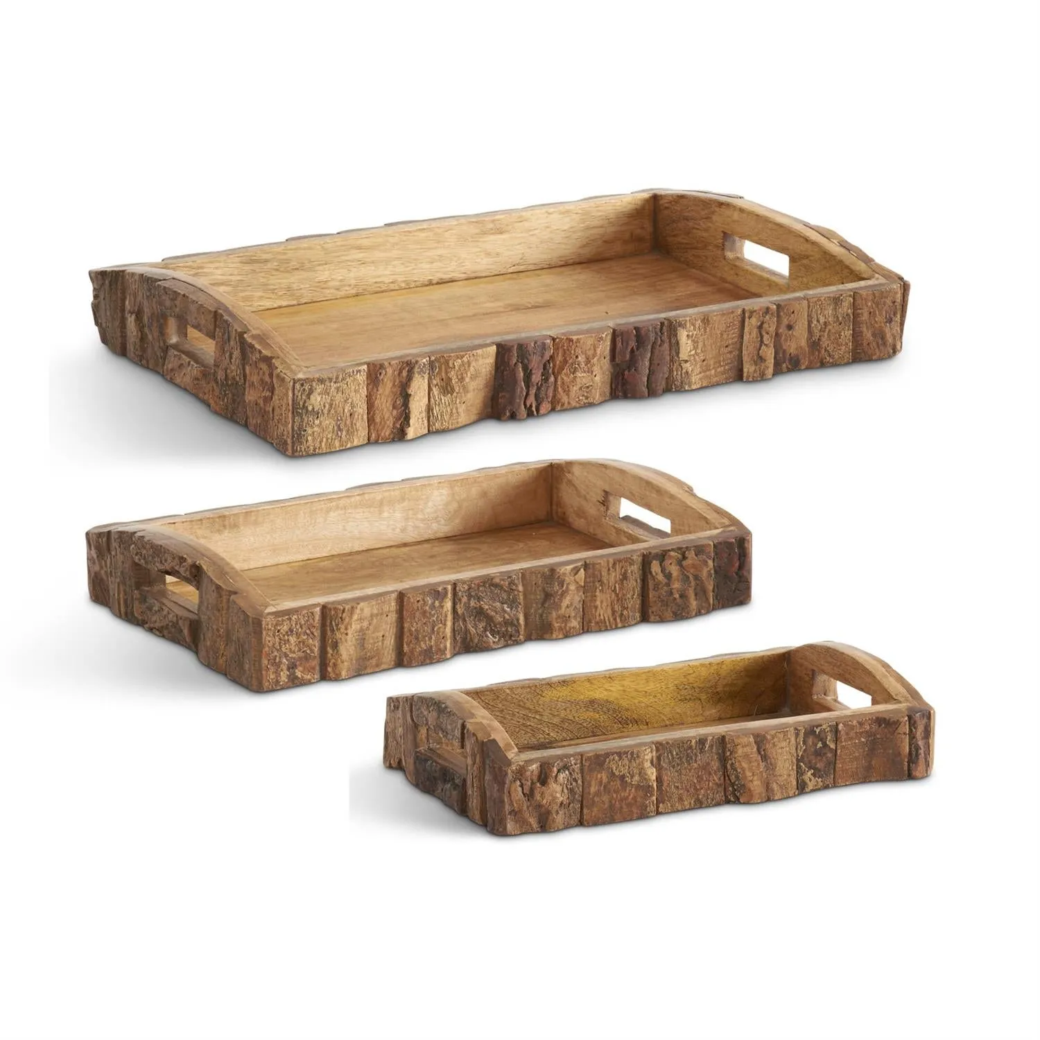 Bark Edge Wood Nesting Trays