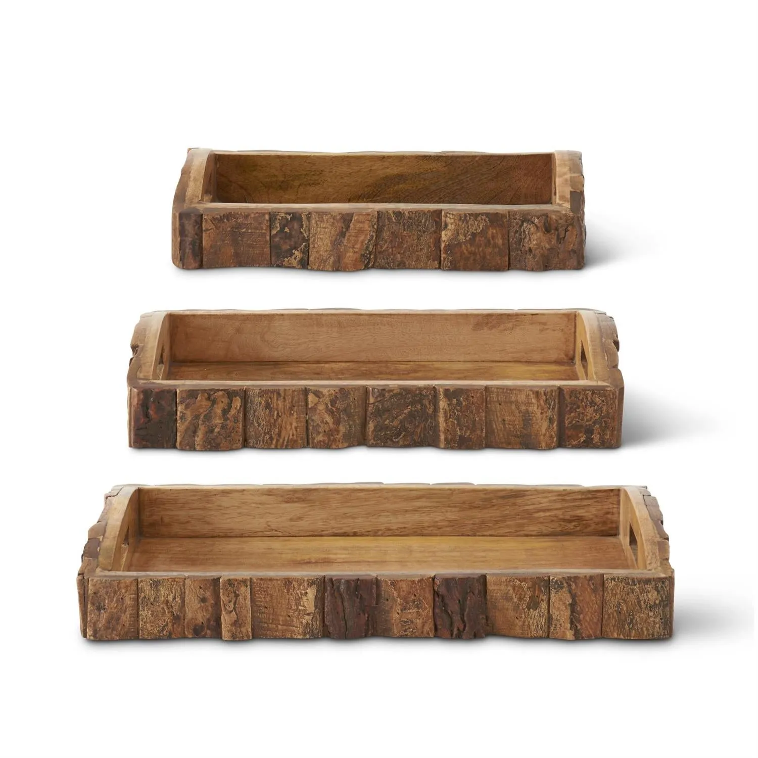 Bark Edge Wood Nesting Trays