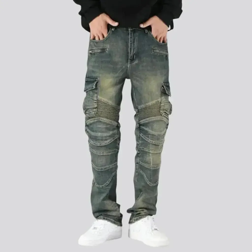 Biker style moto jeans for men