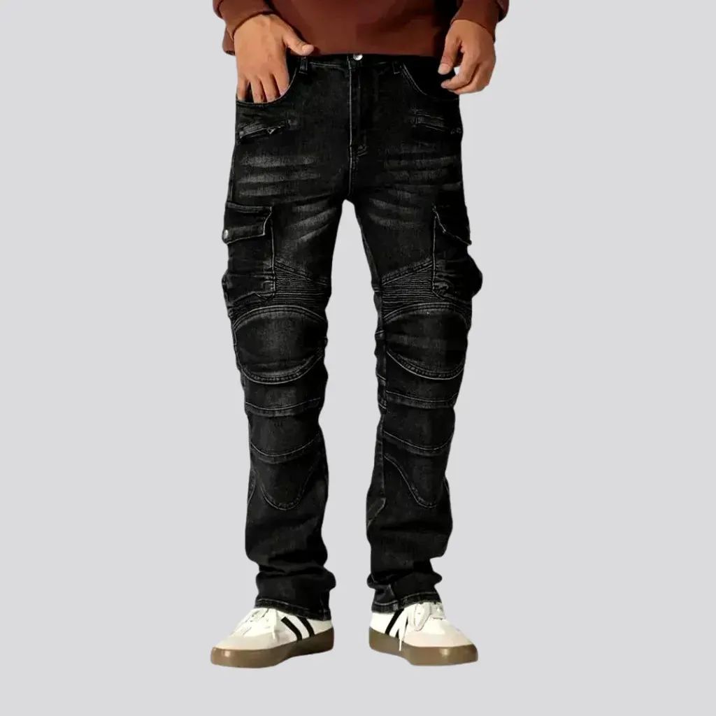 Biker style moto jeans for men