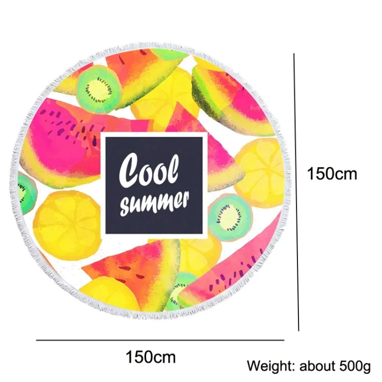 BL005 Microfiber and Fringed Soft Comfortable Circular Print Beach Towel