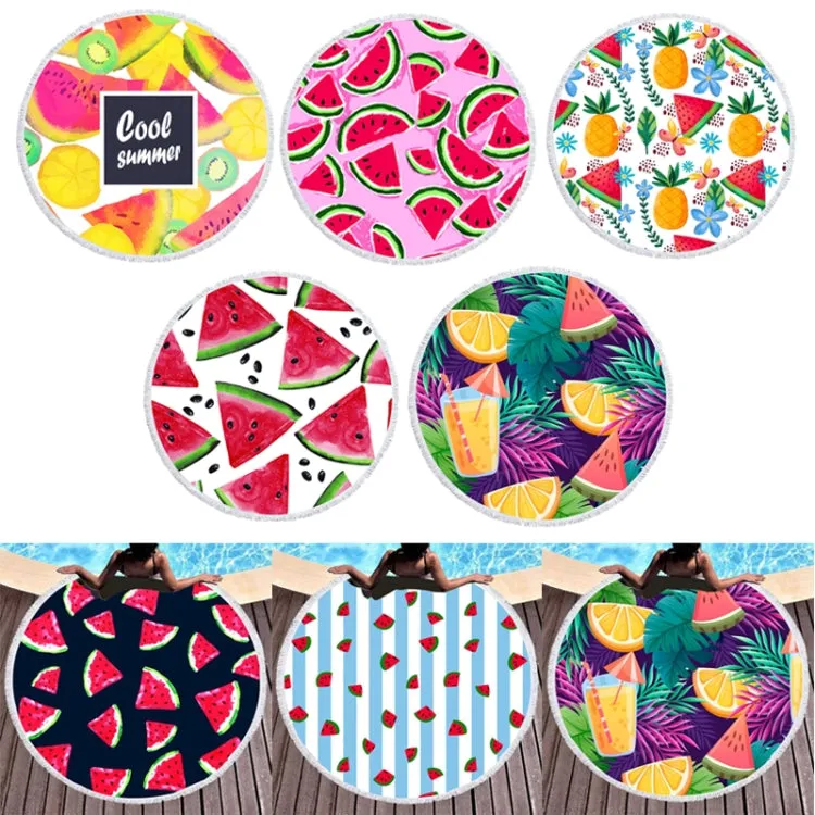 BL005 Microfiber and Fringed Soft Comfortable Circular Print Beach Towel