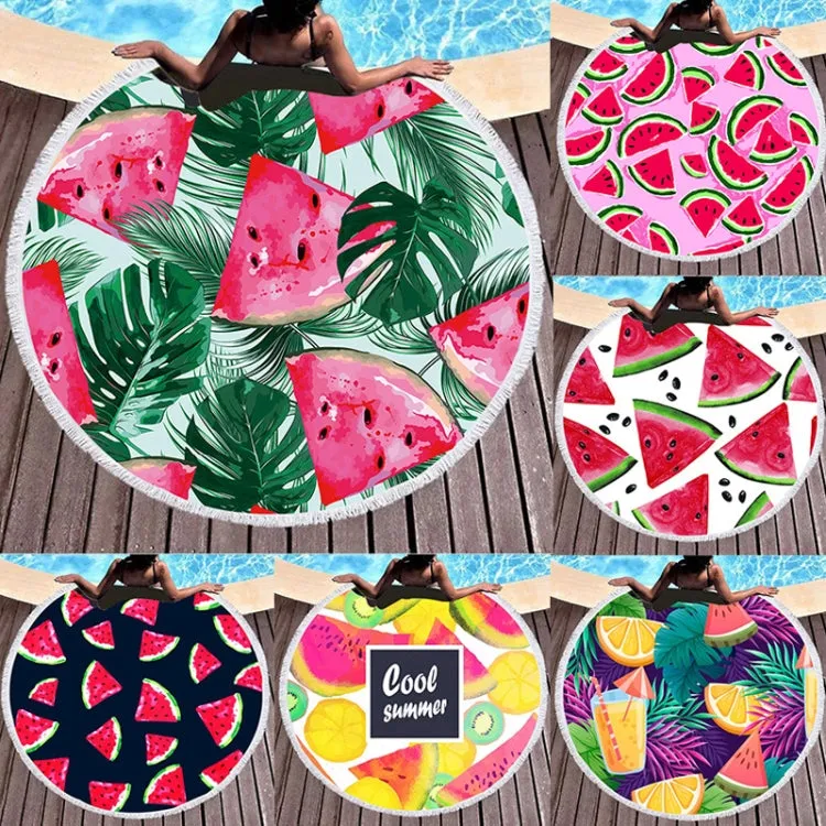 BL008 Microfiber and Fringed Soft Comfortable Circular Print Beach Towel