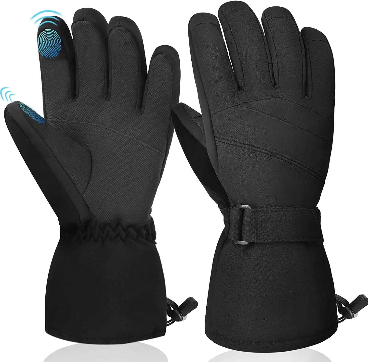 Black Ski Snowboard Cold Weather Gloves for Men