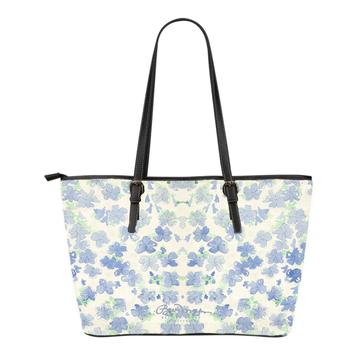 Blu&White Watercolor Floral Large Tote Bag