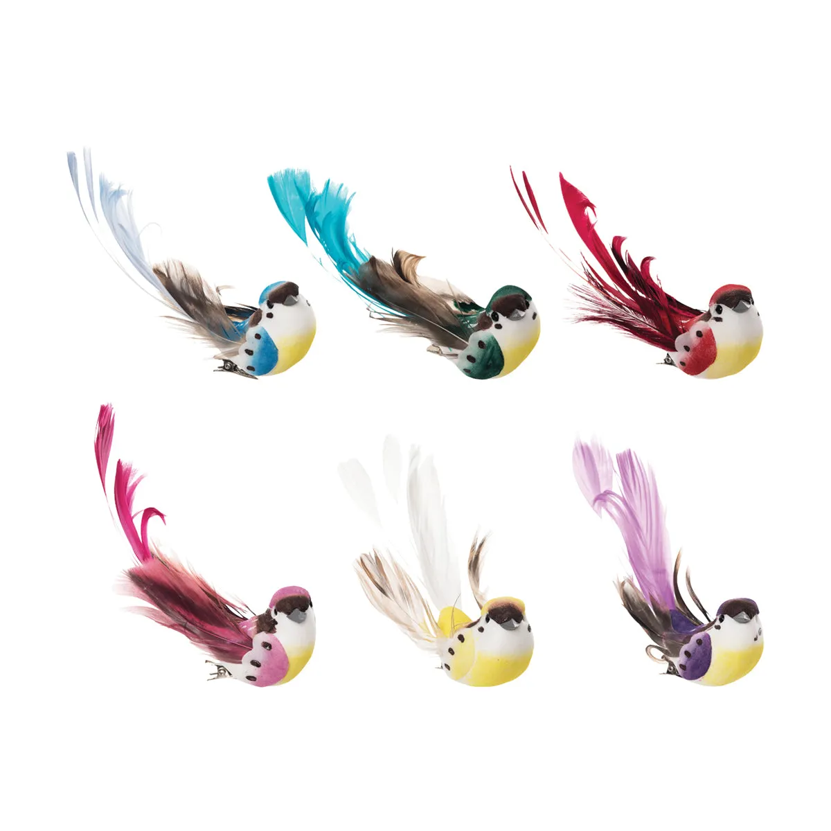 Bright Bird Clip Ornament, Asst. of 6