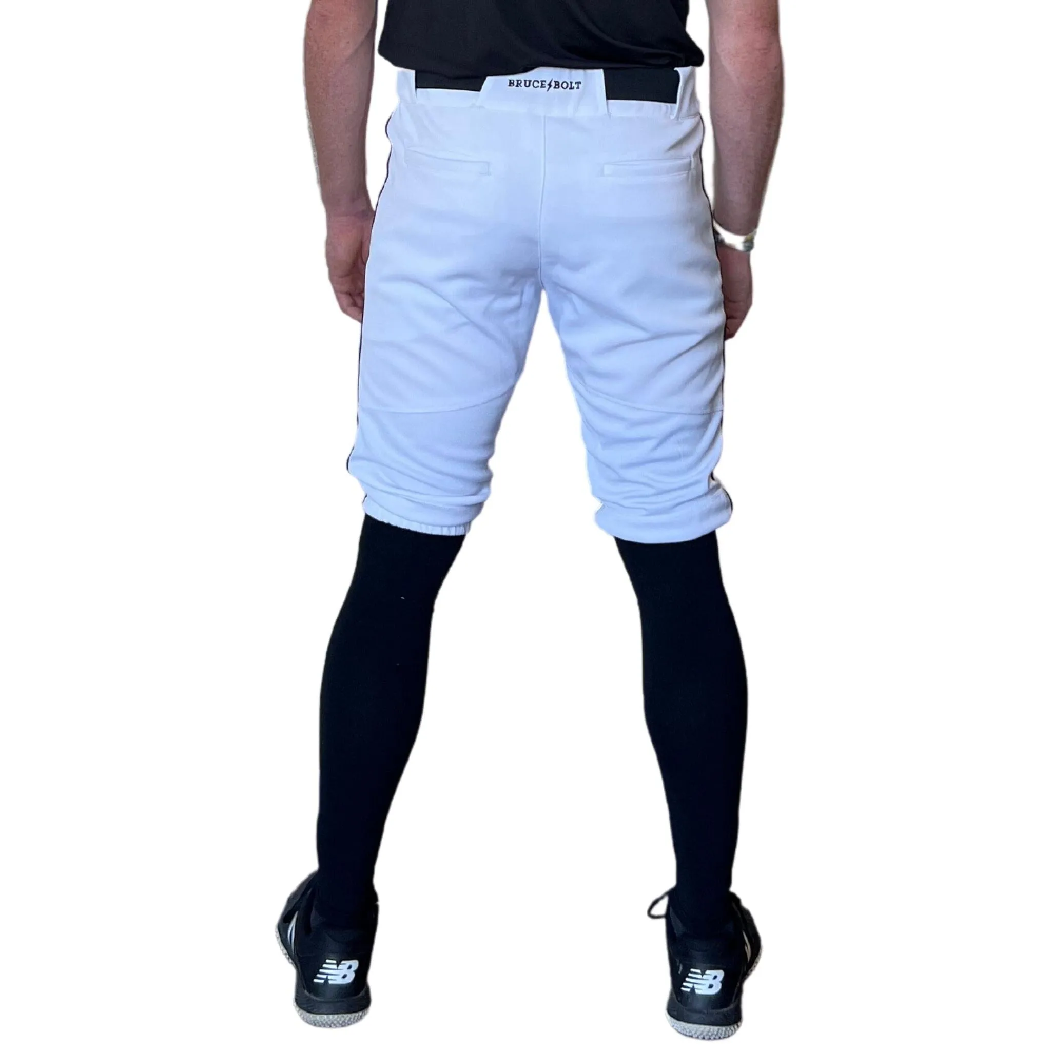 BRUCE BOLT Premium Pro Baseball Short - WHITE w/ Black