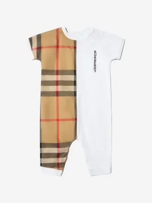 Burberry Baby Lennox Check Romper in White