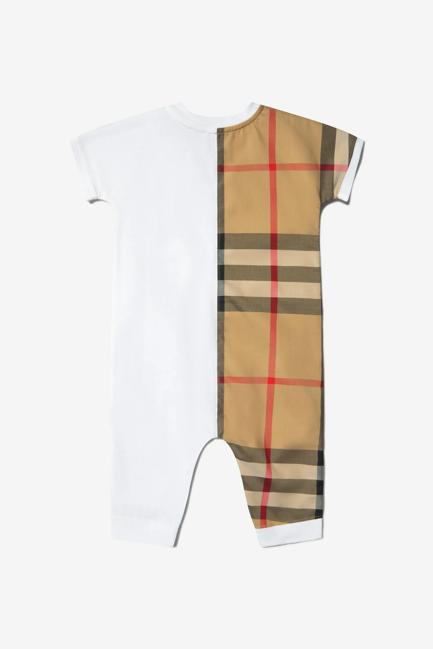 Burberry Baby Lennox Check Romper in White