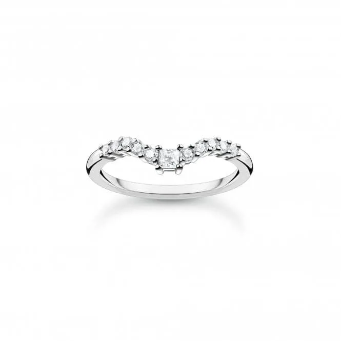 Charming Sterling Silver White Stones Ring TR2398-051-14