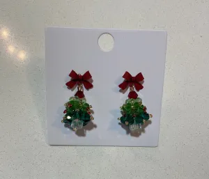 Christmas Tree Beaded Earrings