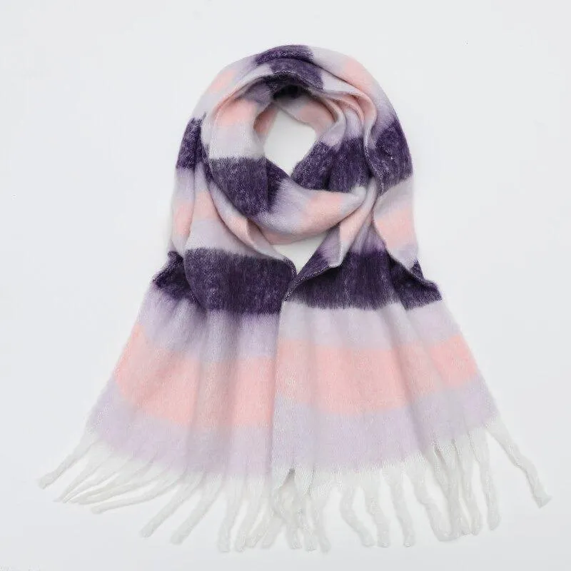 Colorful Plaid Warm Scarves with Chic Tassel