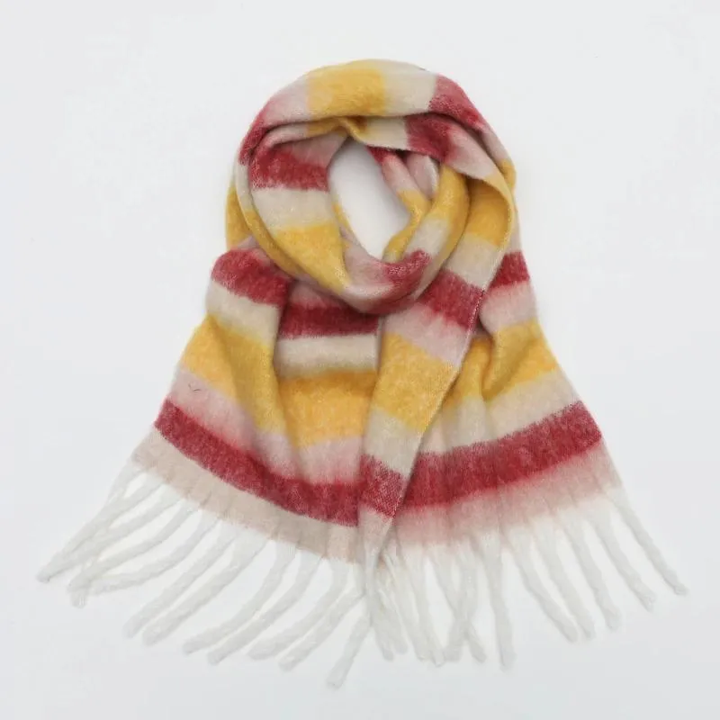 Colorful Plaid Warm Scarves with Chic Tassel