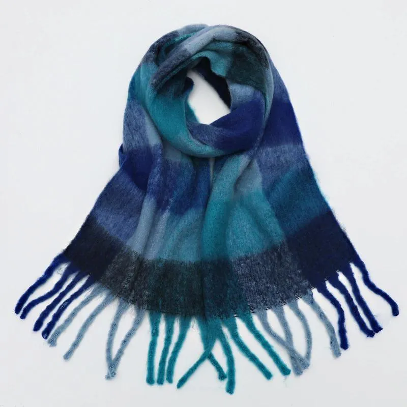 Colorful Plaid Warm Scarves with Chic Tassel