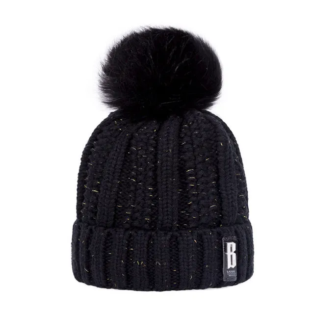 Colorful Warm Pom Poms Hat