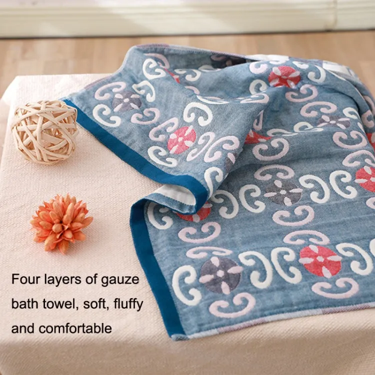 Cotton Bath Towel Soft Comfortable Beach Towel(Snowflower Blue)