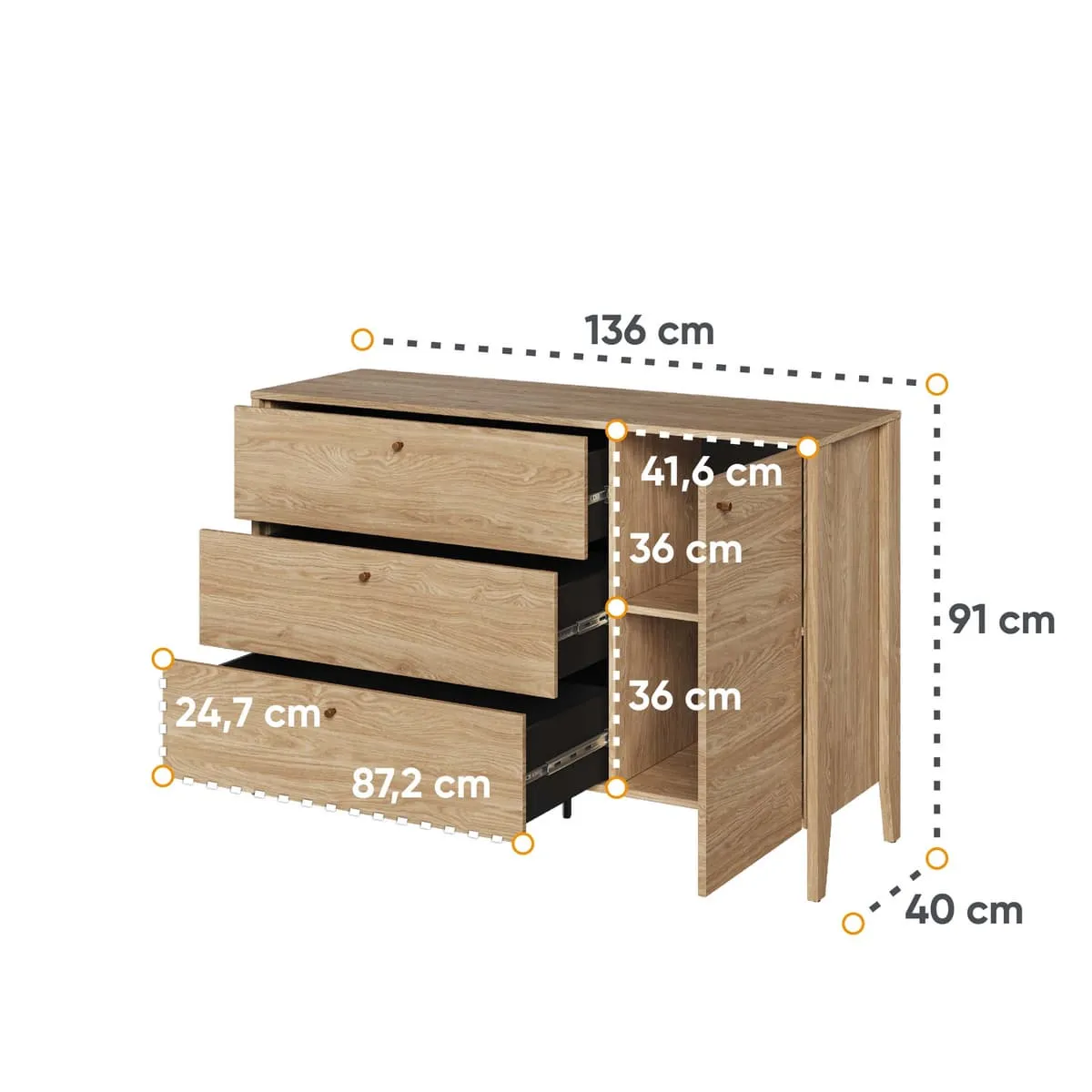 Cozy Chest Of Drawers 136cm