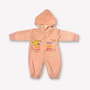 Cozy Pink Baby Hooded Jumpsuit