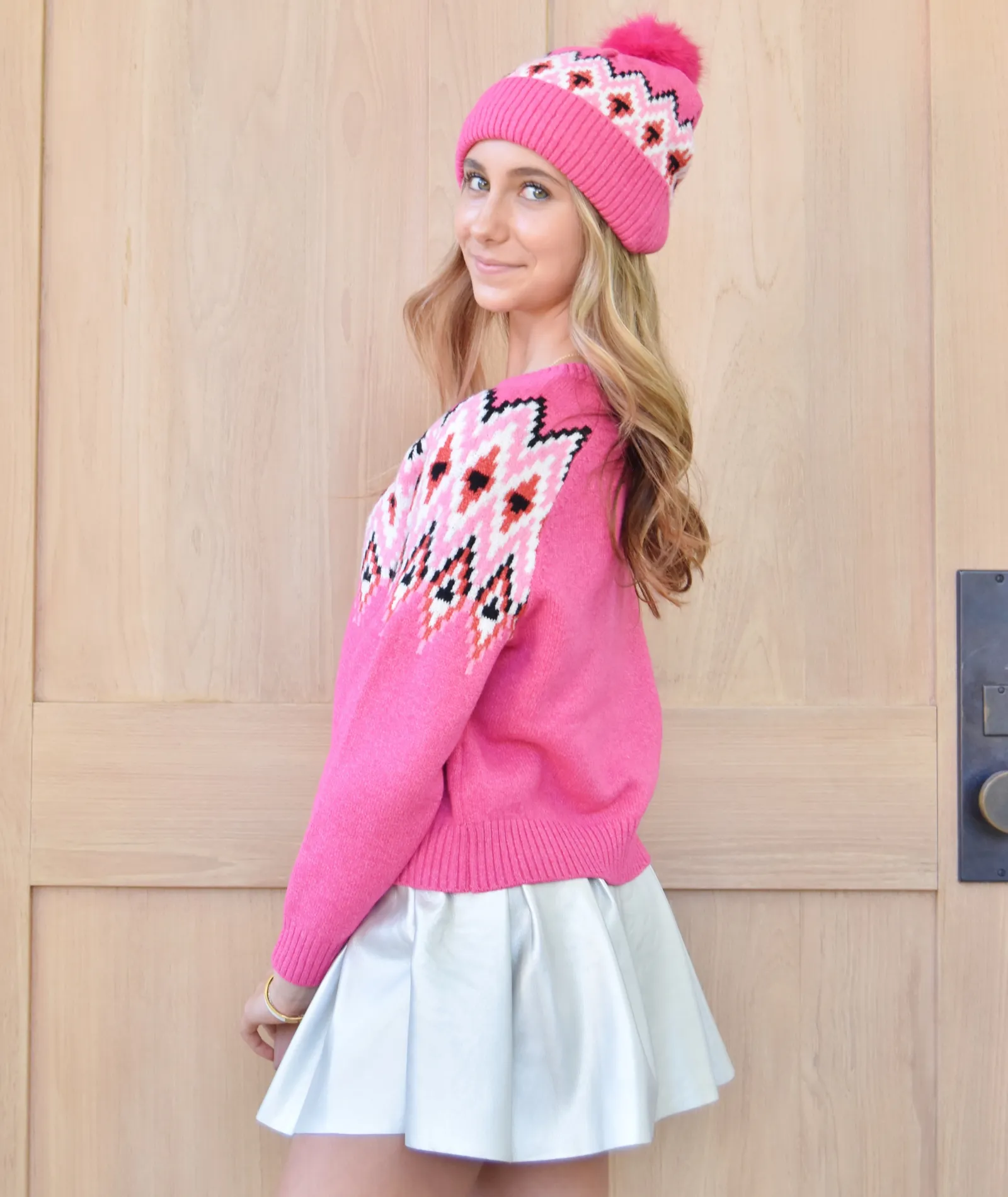 Design History Girls Pink Dream Fair Isle Sweater