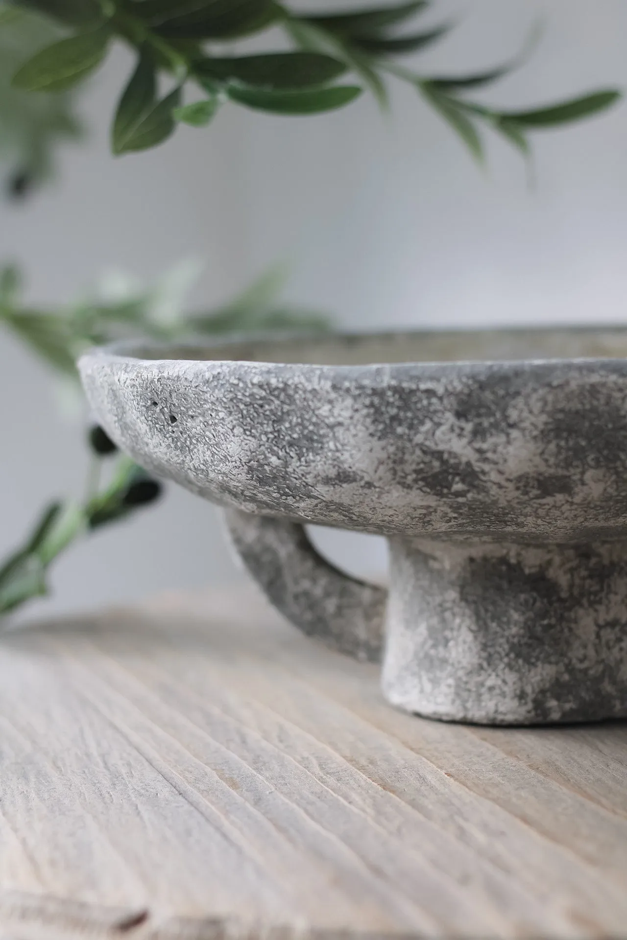 Distressed Footed Cement Bowl